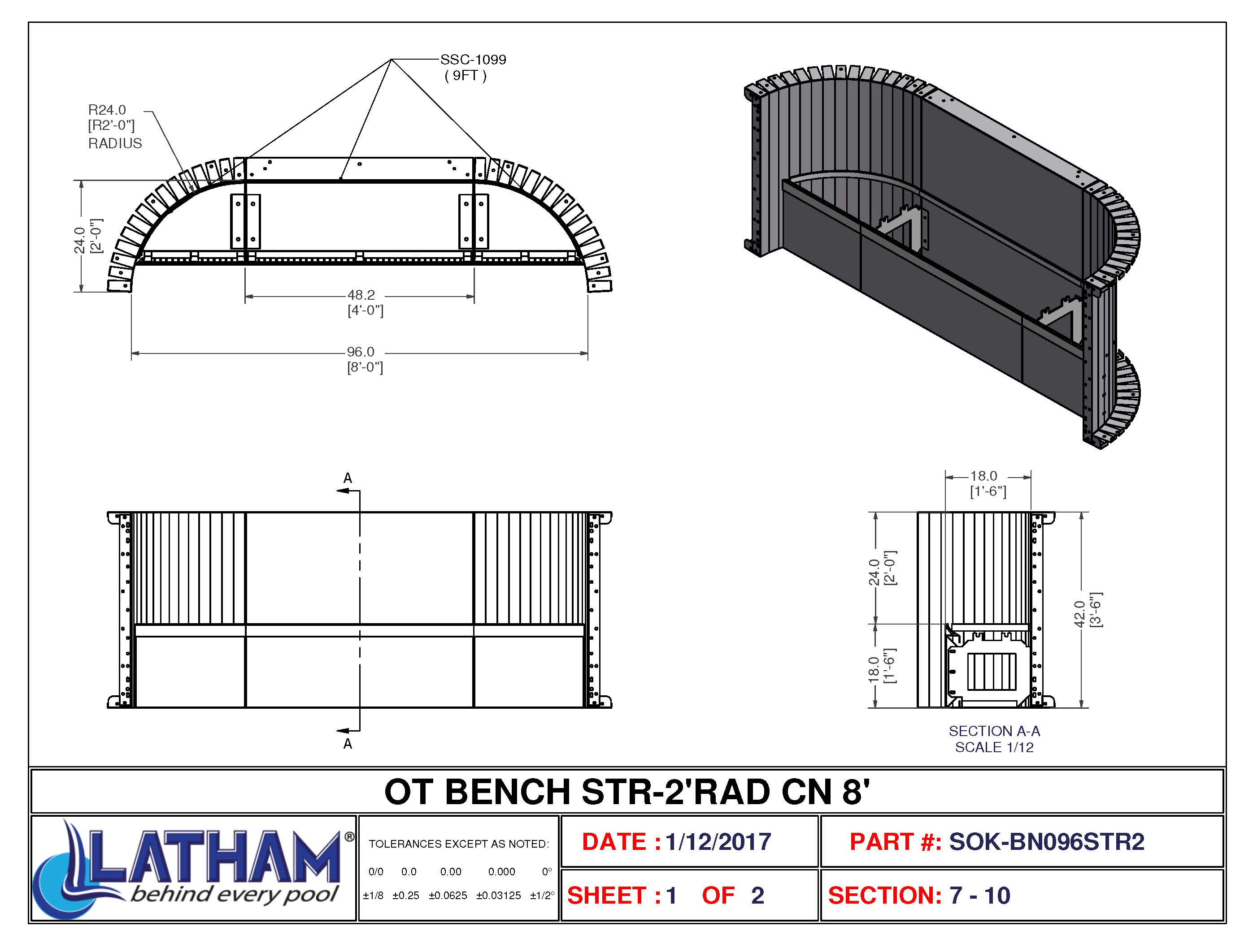 swimming pool bench dimensions