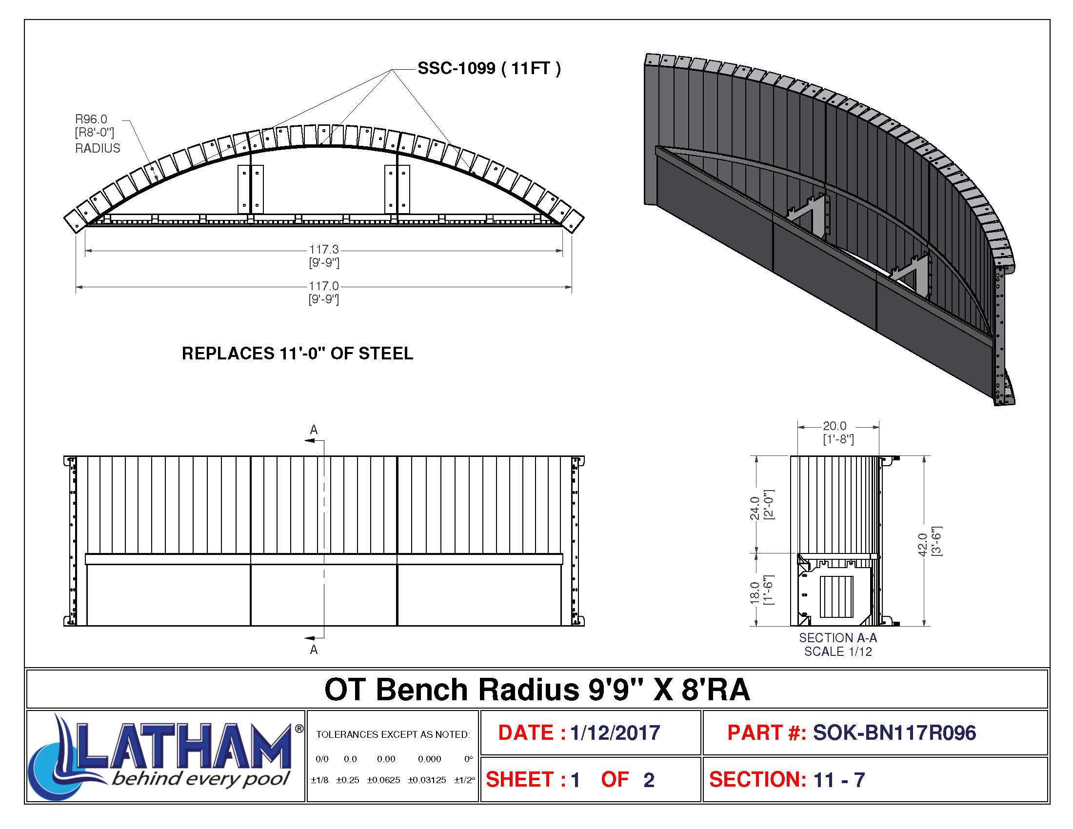 9'-9" Long 8' Radius Bench