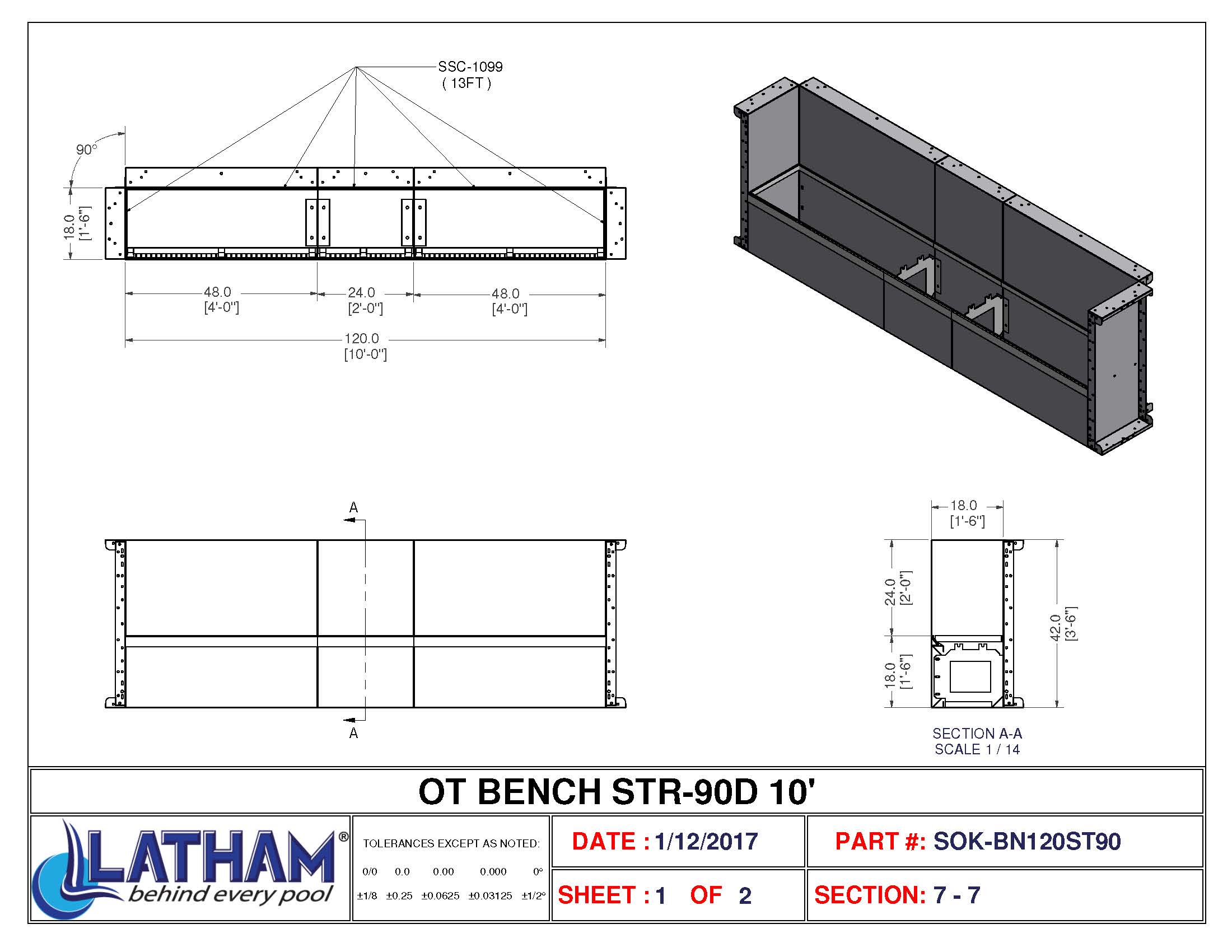 10' Straight Bench Open Top Latham