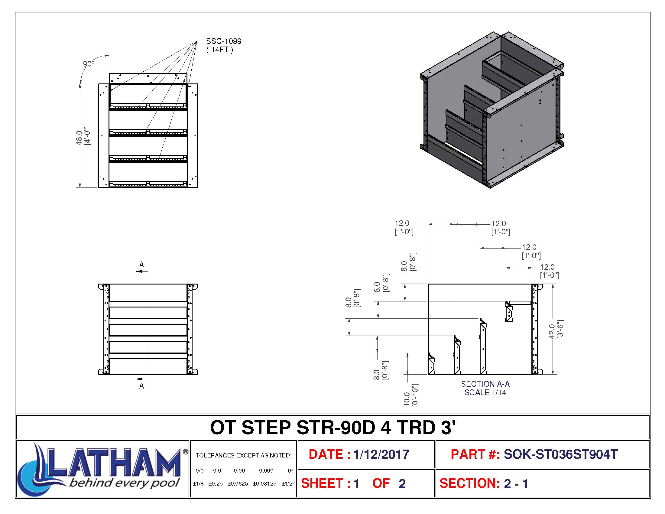 3' Straight 4-Tread Steel Step