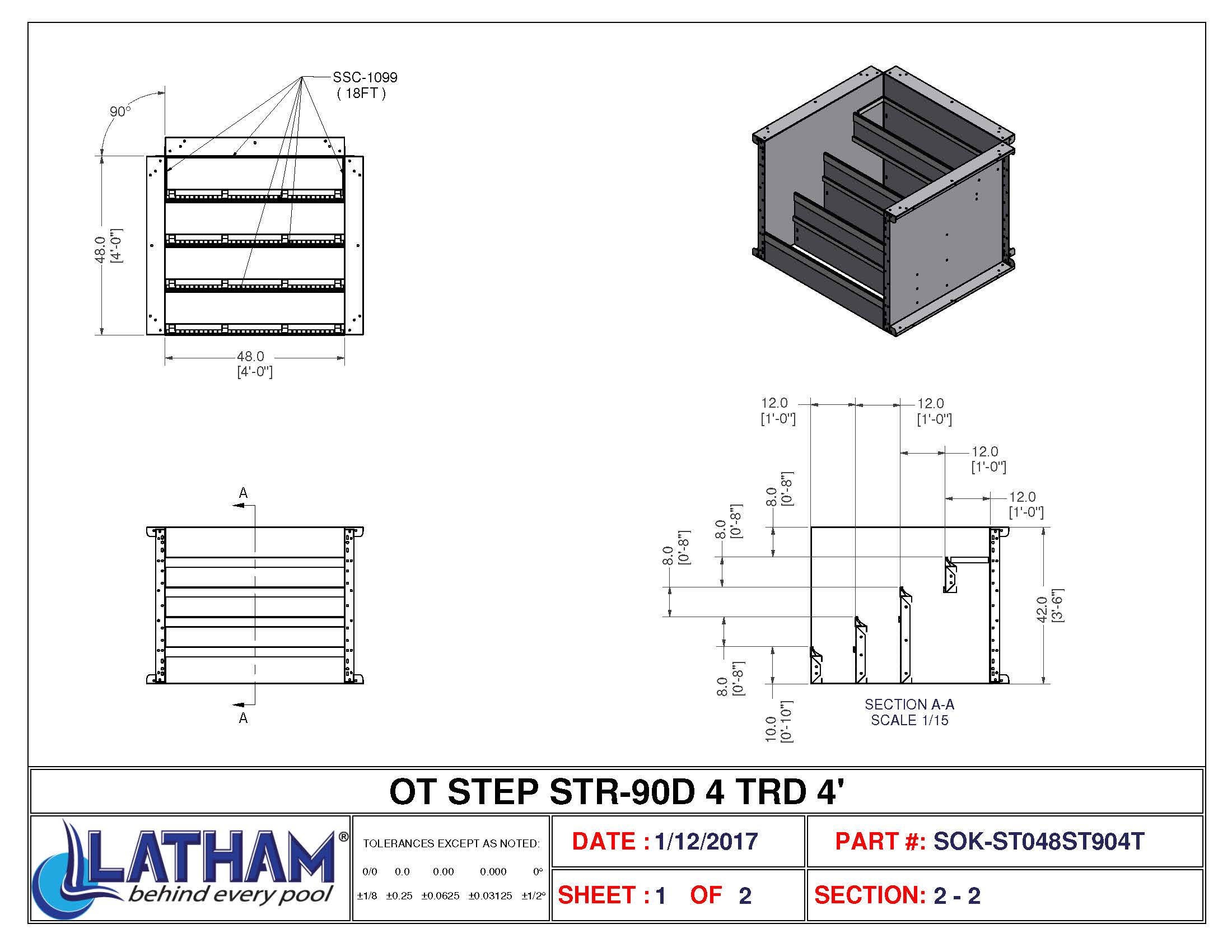 4' Straight 4-Tread Steel Step