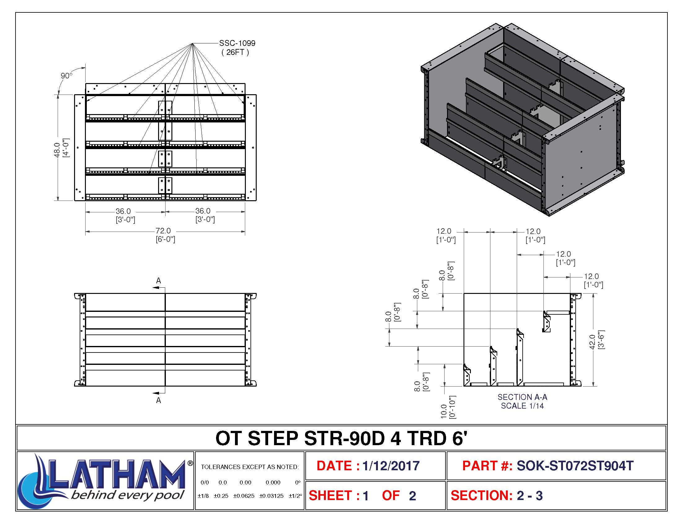6' Straight 4-Tread Steel Step