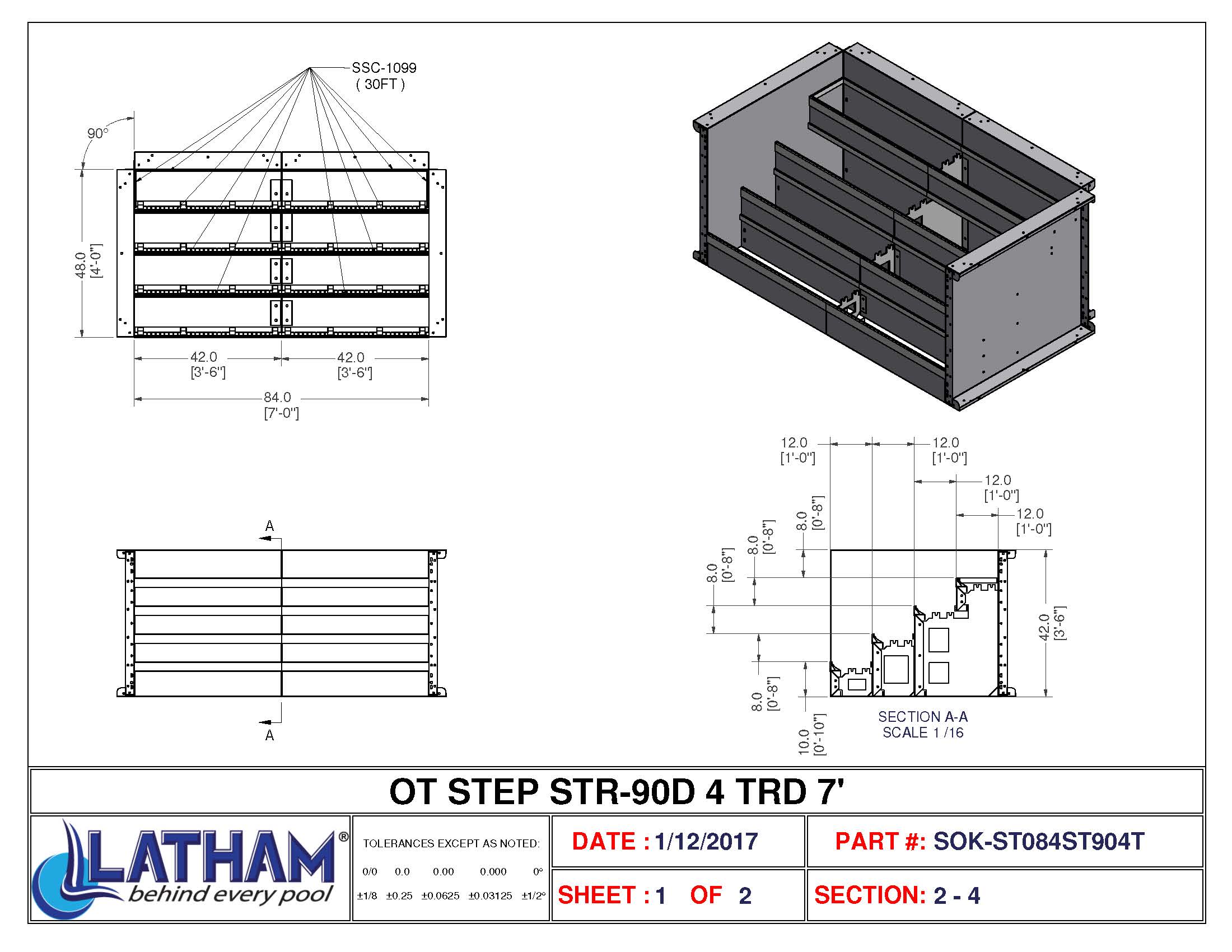 7' Straight 4-Tread Steel Step