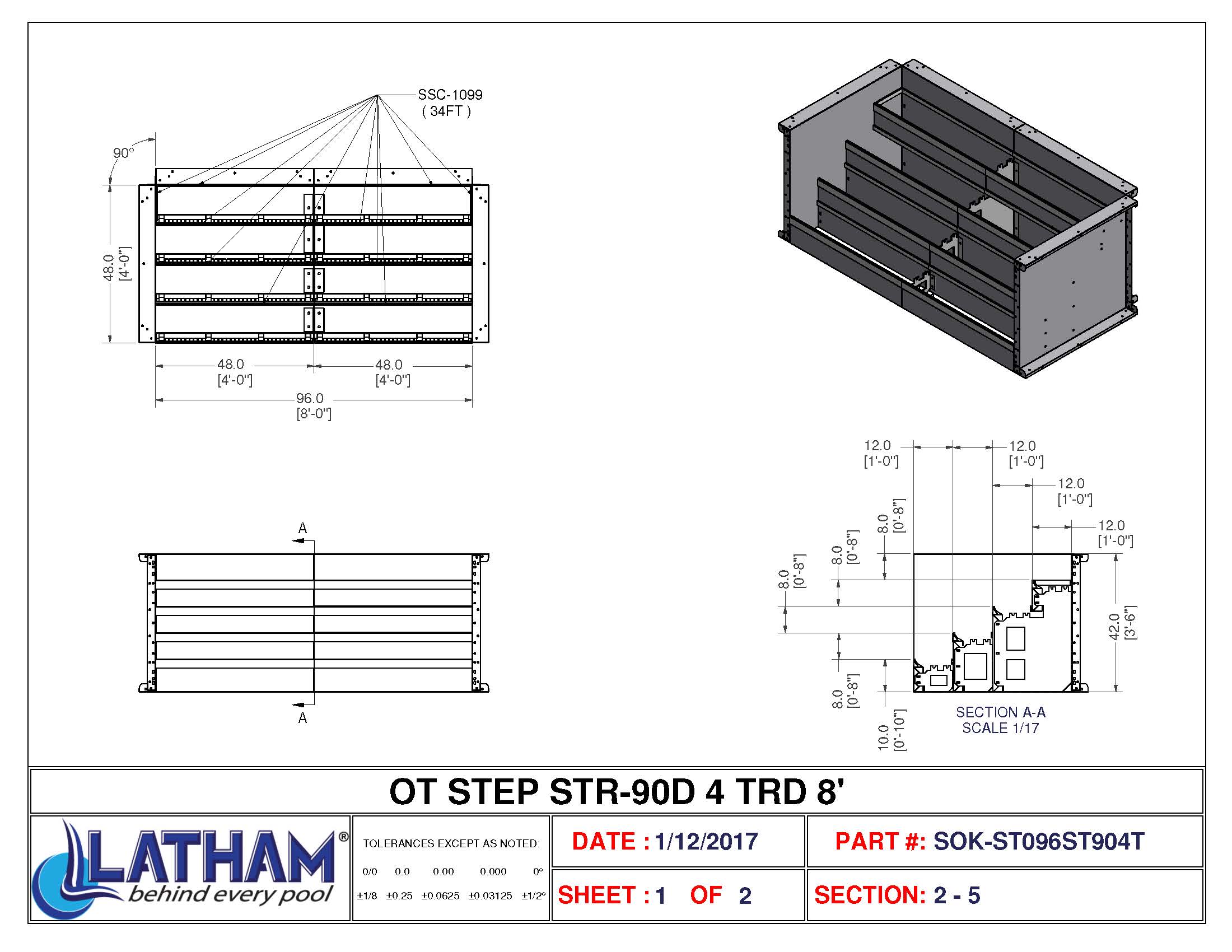 8' Straight 4-Tread Steel Step