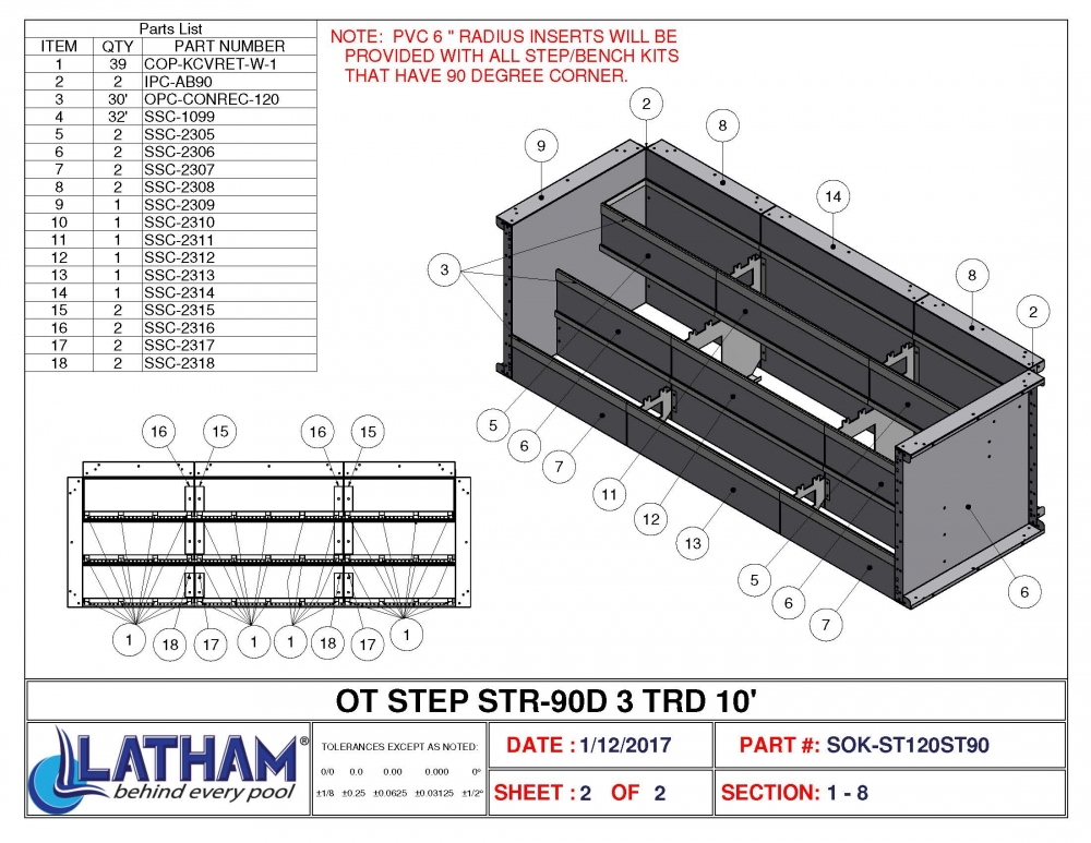 10' Straight 3-Tread Steel Step | Royal Swimming Pools