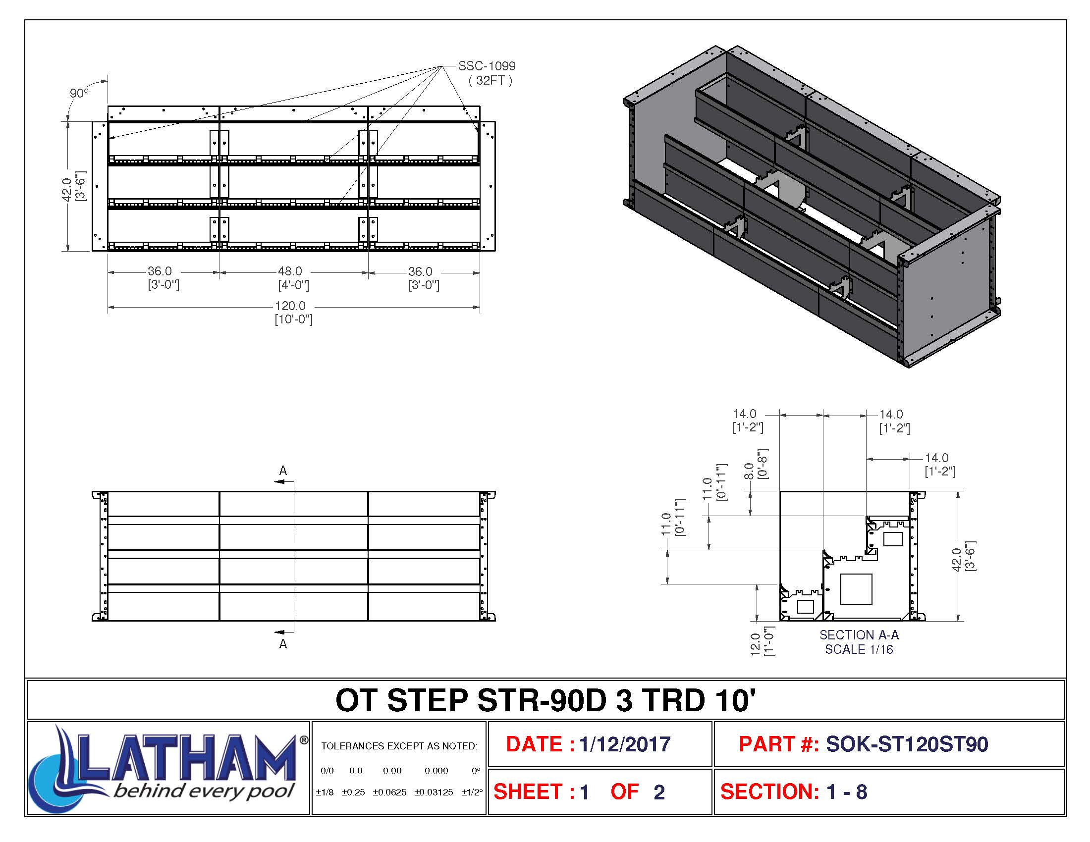 10' Straight 3-Tread Steel Step