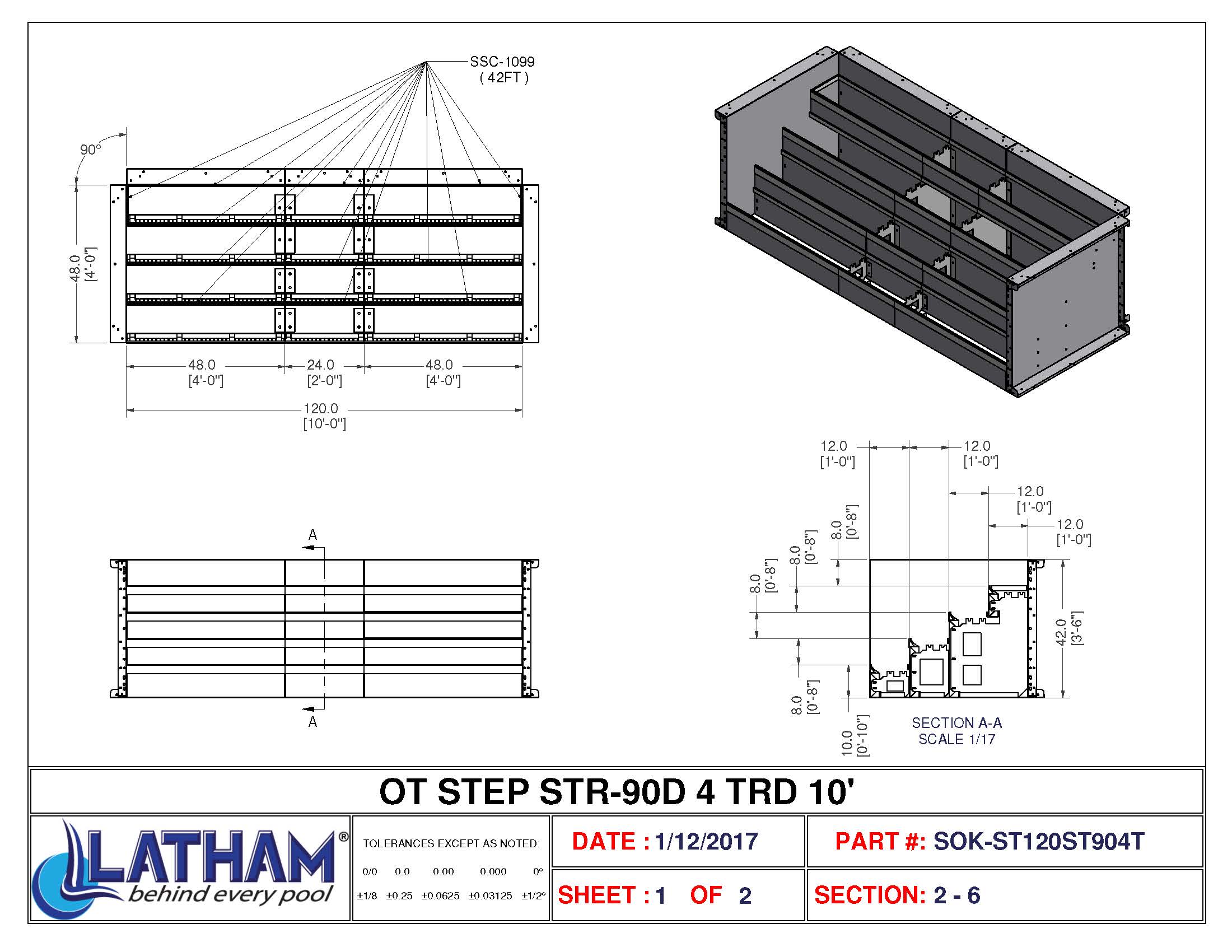 10' Straight 4-Tread Steel Step