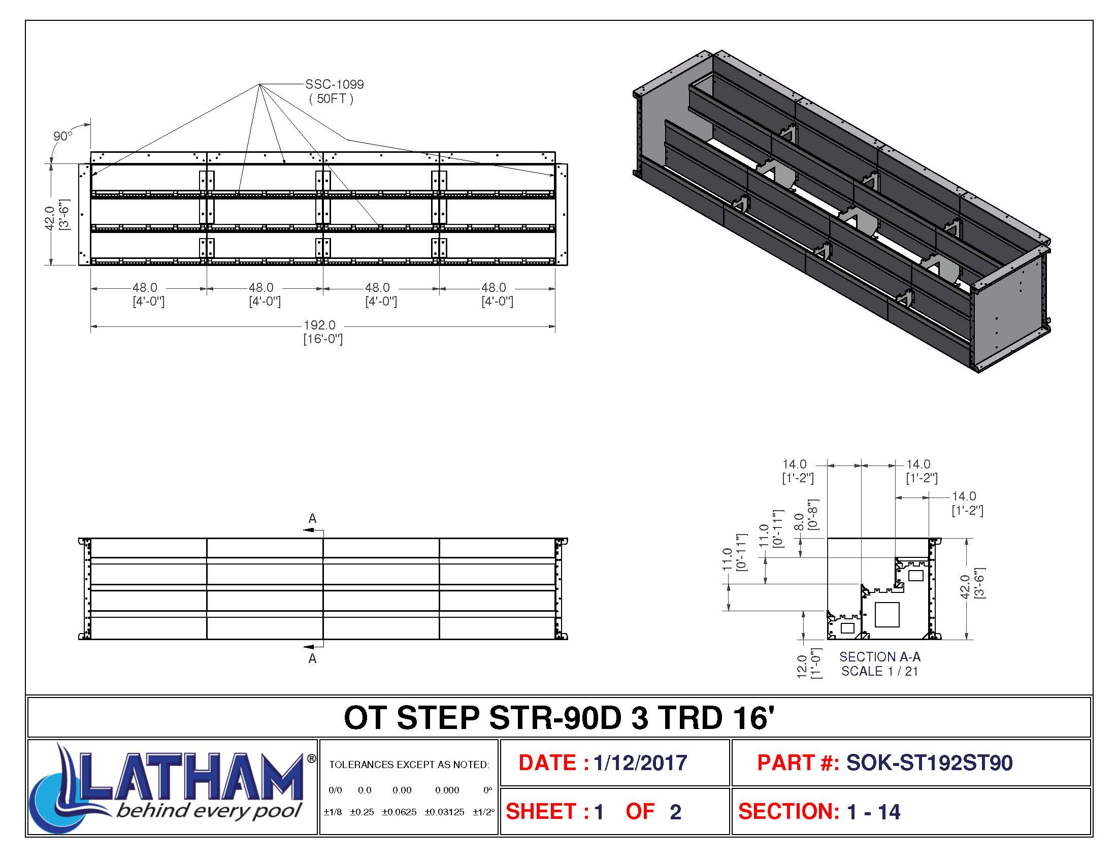 16' Straight 3-Tread Steel Step