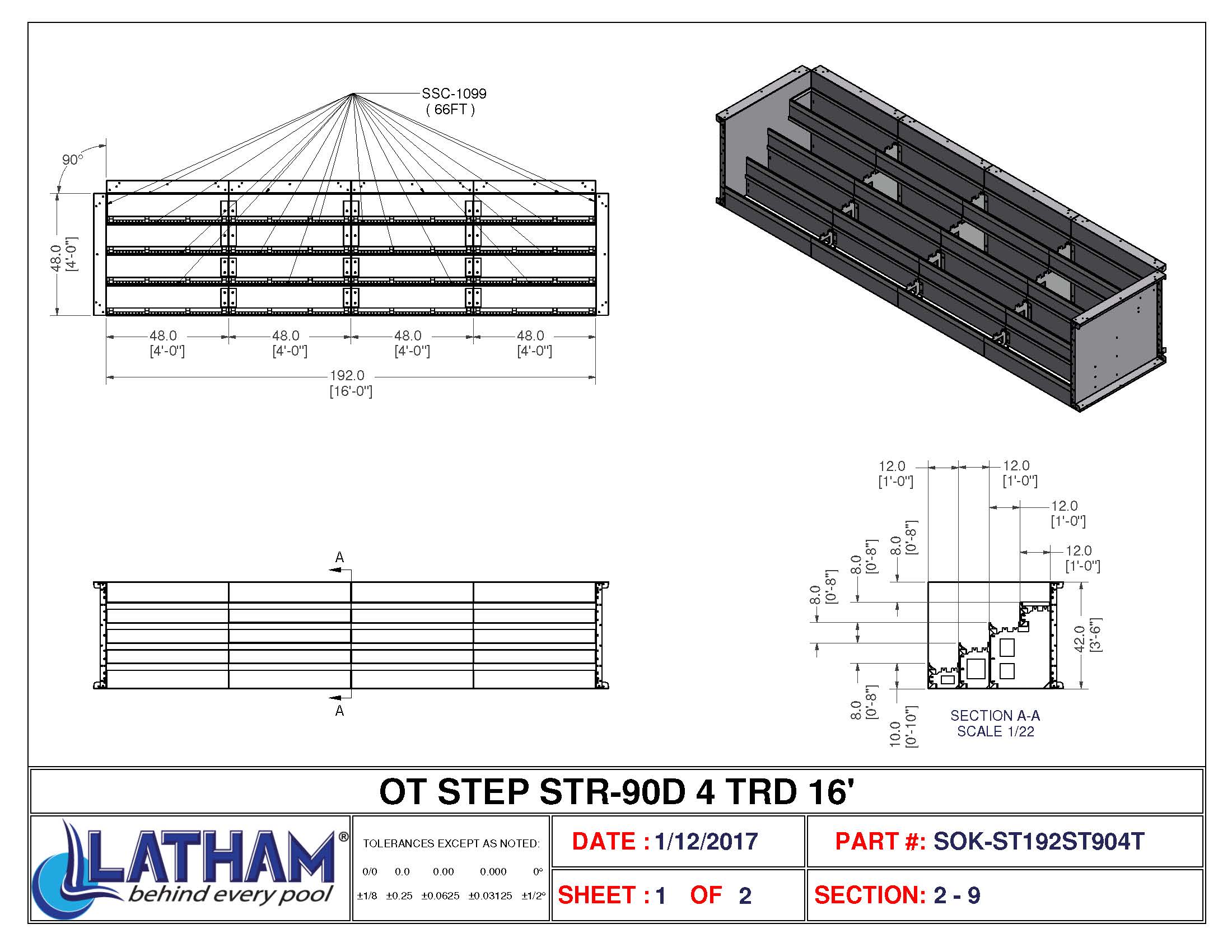 16' Straight 4-Tread Steel Step