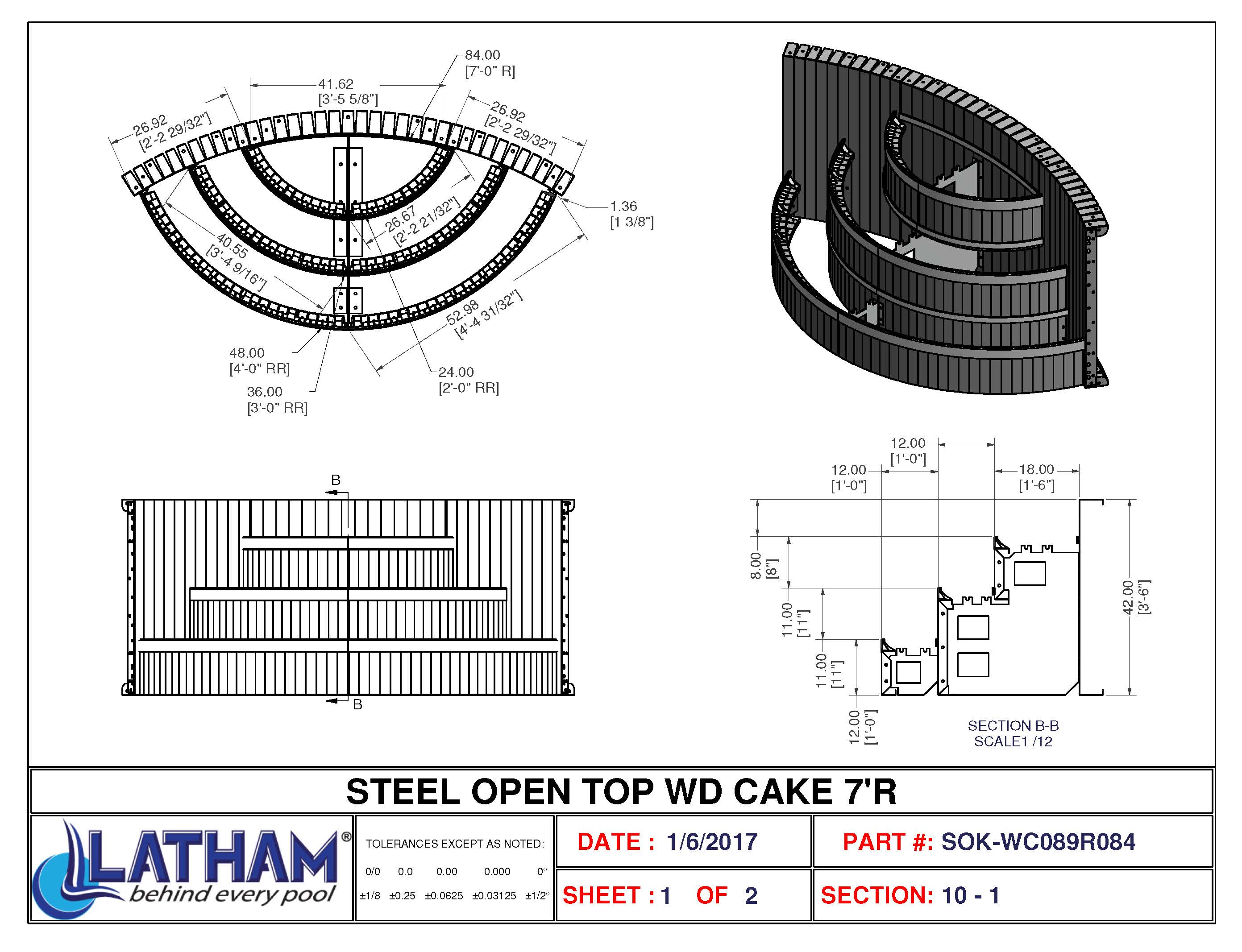 7' Radius 3-Tread Wedding Cake Step