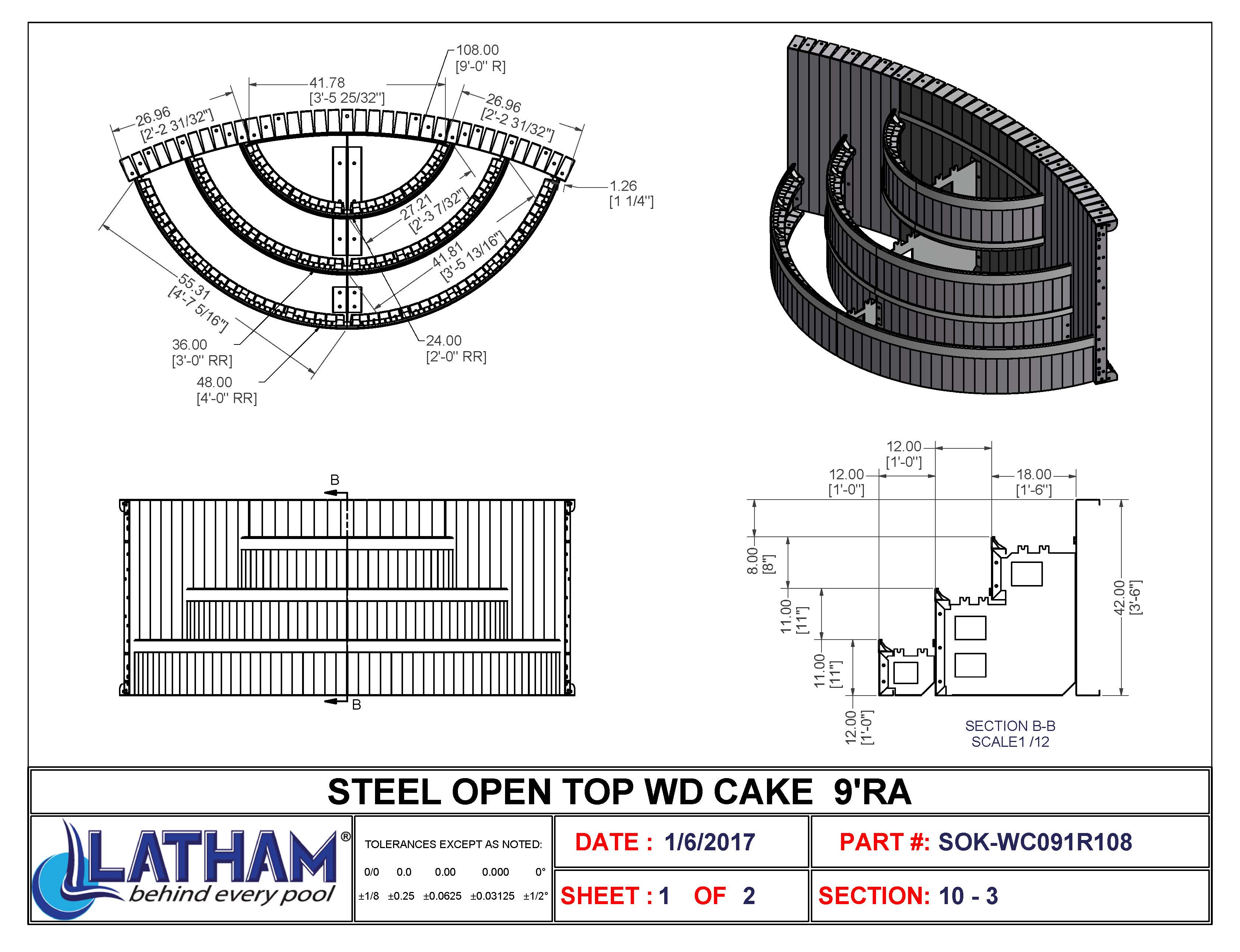 9' Radius 3-Tread Wedding Cake Step