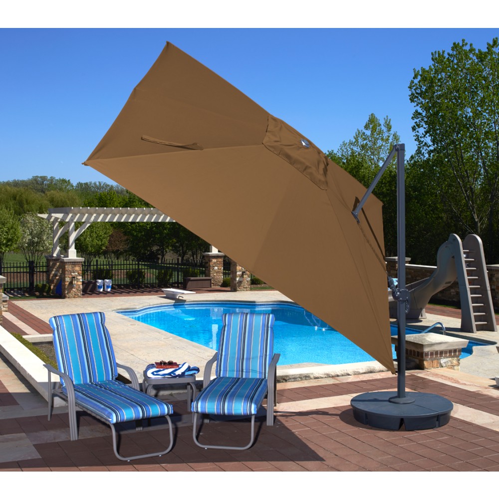 Santorini II Cantilever Umbrella (10' Square) - Sunbrella Acrylic Stone