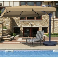 Santorini II Cantilever Umbrella (10' Square) With Valance - Sunbrella Acrylic Antique Beige