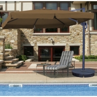 Santorini II Cantilever Umbrella (10' Square) With Valance - Sunbrella Acrylic Stone