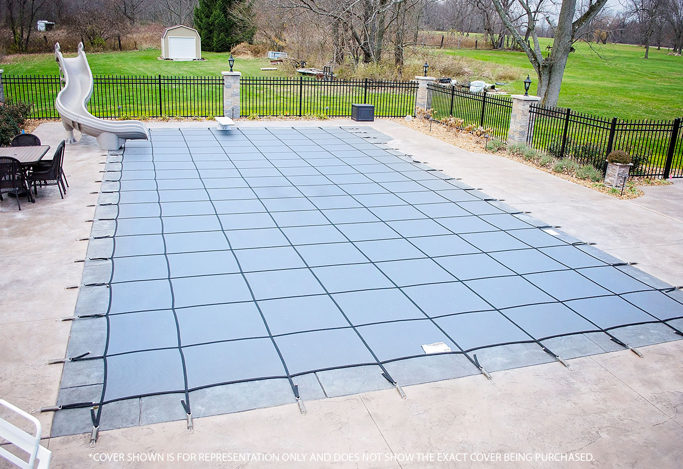 GLI ProMesh 20' x 40' Oval Mesh Safety Cover w/4x8 CES, Gy