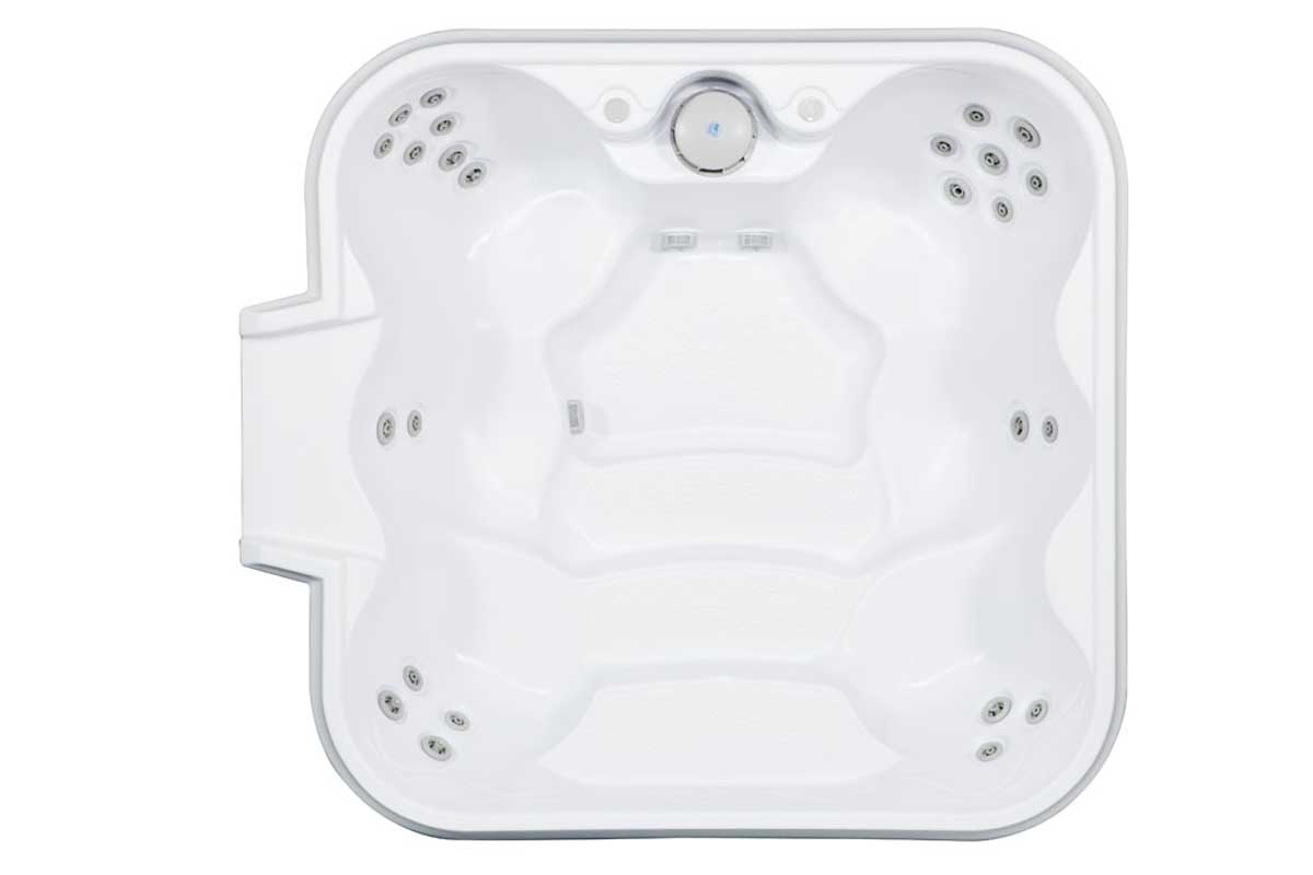 7' x 7' Square Silver Marble Cardinal Luxury Spillover Spa with 25 Jets