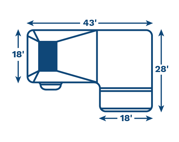 image of 18' x 43' x 28' Venetian L-Shape Swimming Pool Kit