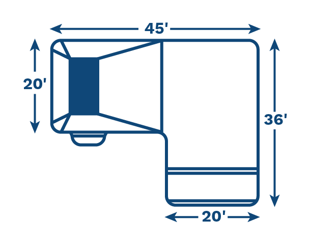 image of 20' x 45' x 36' Venetian L-Shape Swimming Pool Kit